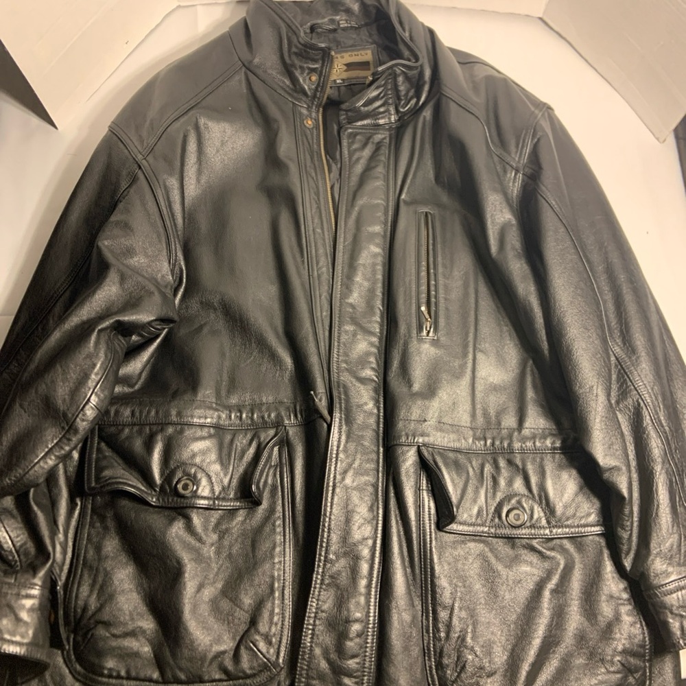 Members Only Black Leather Military Jacket